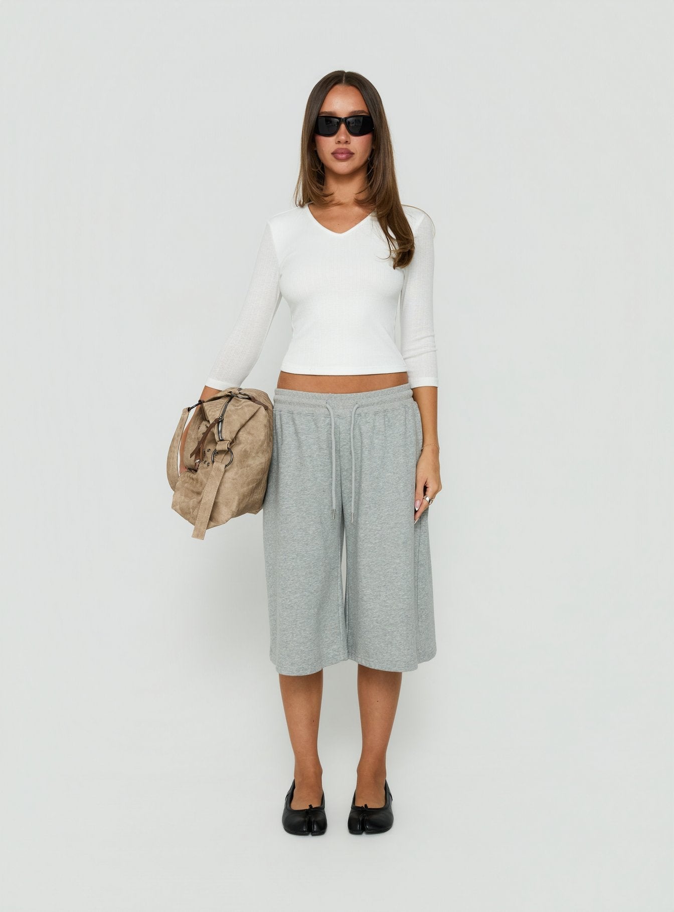 Sofelia Pointelle V Neck Top White