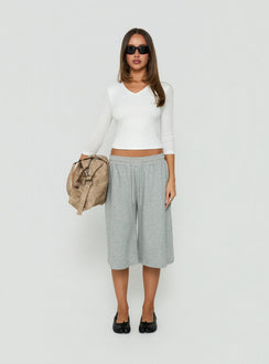 Sofelia Pointelle V Neck Top White