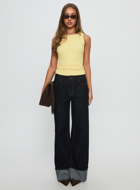 Feel So Close Textured Top Lemon