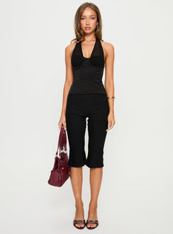 Ashely Sheer Corset Halter Top Black