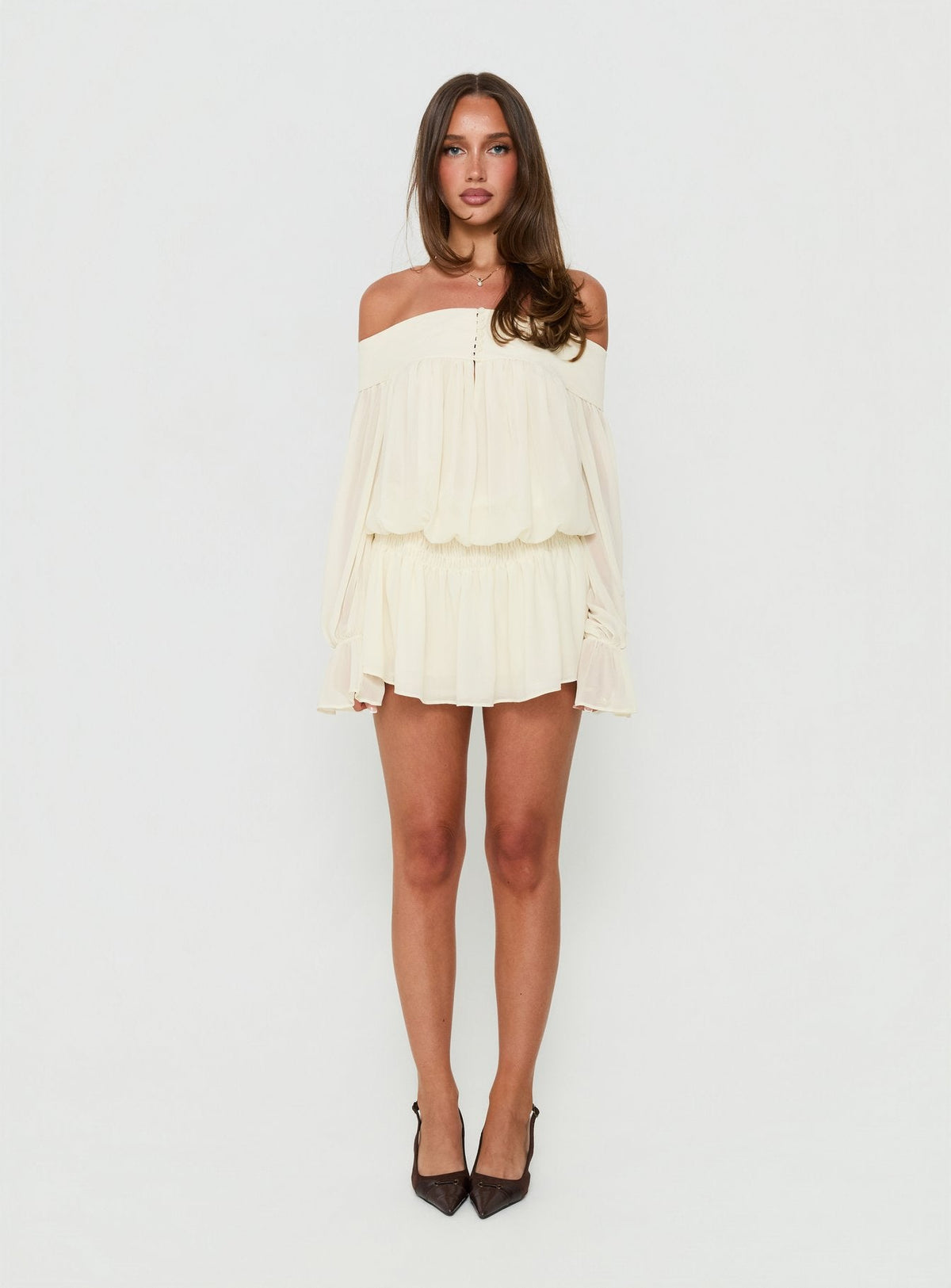 Annikah Off Shoulder Playsuit Cream