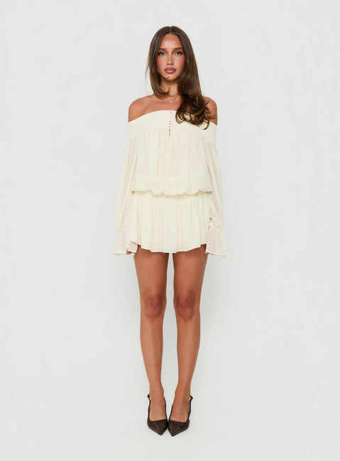 Annikah Off Shoulder Playsuit Cream