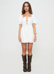 front view of model wearing Princess Polly Kreamy Mini Dress White Square Neck 