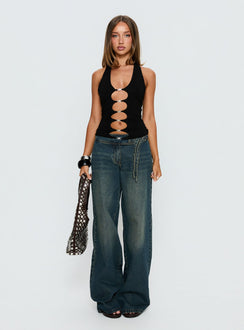 Sheelah Cut Out Sleeveless Top Black