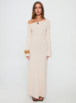 Kloey Long Sleeve Knit Maxi Dress Cream