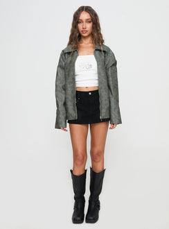 Kings Court Faux Leather Jacket Green