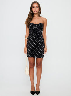 Jacquelyn Plisse Mini Dress Black / Polka Dot