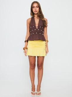   front view of model wearing Princess Polly Celebrations Mini Skirt Lemon Mini Skirts 