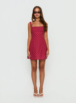 Kourtnae Halter Mini Dress Red Polka Dot