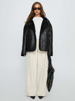 Nunez Faux Leather Jacket Black