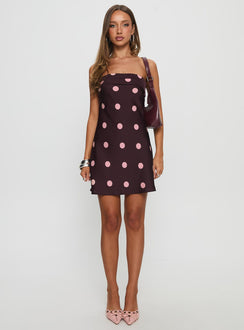 Phillipa Mini Dress Plum / Pink Polka Dot