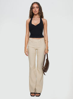 back view of model wearing Princess Polly Kinkirk Flared Pants Taupe Tall 