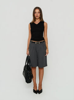 Charlea Fleece Tailored Longling Short Charcoal