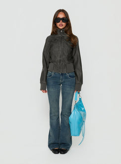 Marykate Funnel Neck Fitted Jacket Washed Black