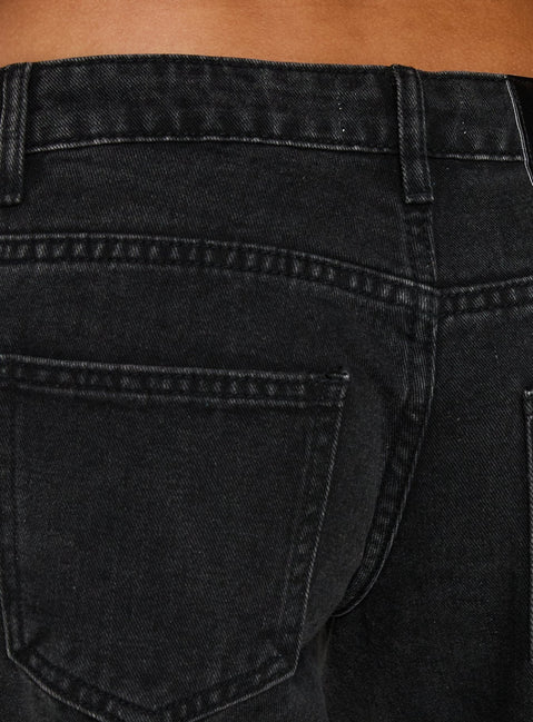 Featuring Picco Ultra Low Rise Wide Leg Jeans Washed Black in womens-jeans with belt detail product