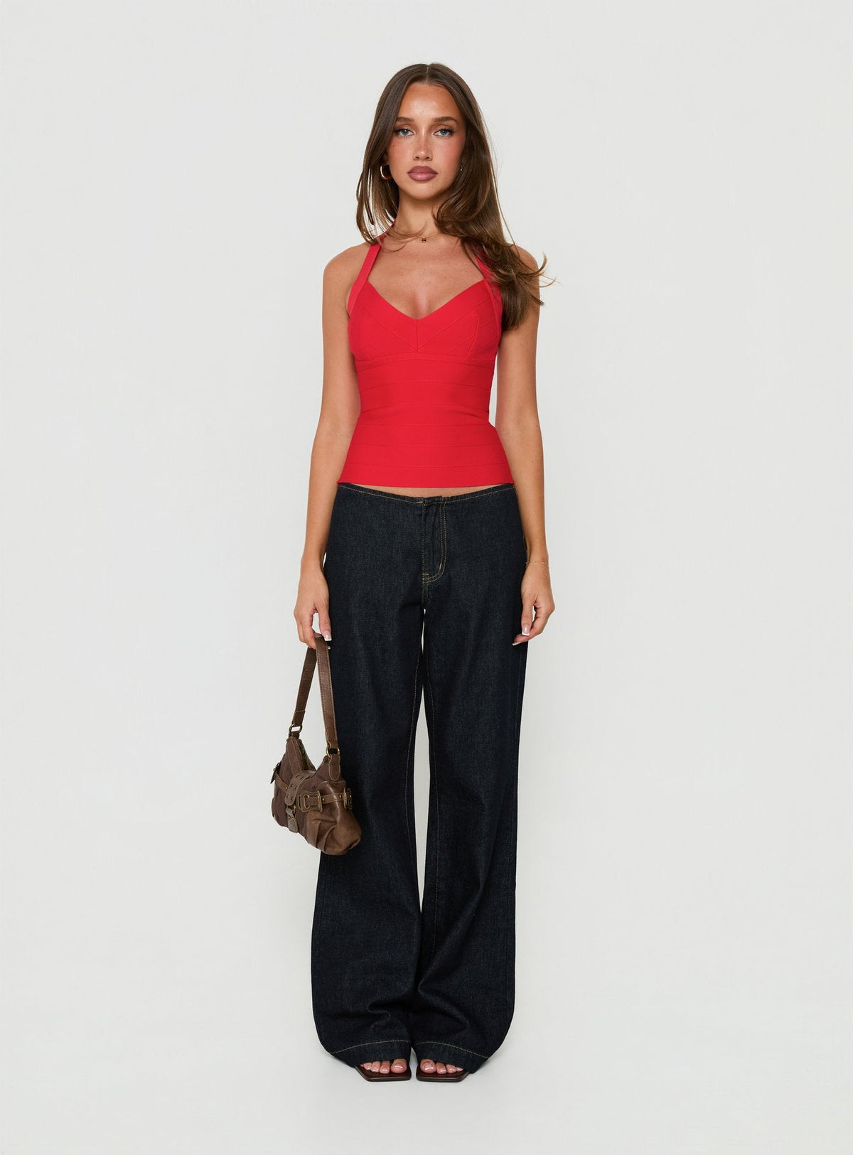 Sefina Neckholder-Top mit Bandage, Rot