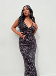 front view of model wearing Princess Polly Sariah Maxi Dress Black Petite V-Neck 