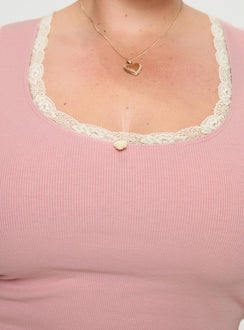 Riley Matching sleep set Tank style top, ribbed material, lace trim with flower detail, elasticated waistband