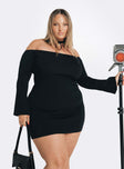 product Princess Polly High Neck  Parisa Long Sleeve Mini Dress Black Curve