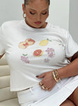 front view of model wearing Princess Polly Arri Top White Curve Short Sleeves Crew Neck 