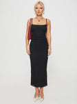 front view of model wearing Princess Polly Apolline Maxi Dress Black Square Neck 