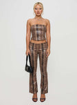 front view of model wearing Princess Polly Slither Pants Snake Print Low Rise Pants 