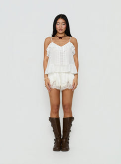 Somnielle Frill Lace Detail Top White