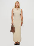 front view of model wearing Princess Polly Osment Knit Maxi Dress Cream Crew Neck 