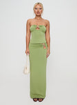   front view of model wearing Princess Polly Sun Chaser Maxi Skirt Green Maxi 