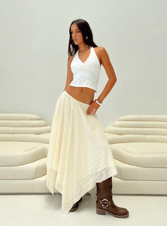   front view of model wearing Princess Polly Gratitude Midi Skirt Cream Midi Skirts 