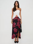 Maxi skirt Floral print, mesh material, elasticated waistband, ruched sides, split in hem Good stretch, fully lined  Princess Polly Lower Impact 