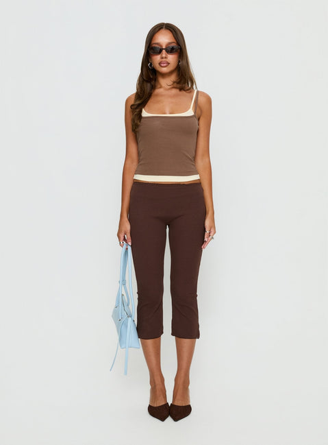 Maeka Layered Jersey Vest Top Brown / Cream