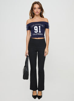 front view of model wearing Princess Polly Everyday Flared Pants Black High Waisted Pants 