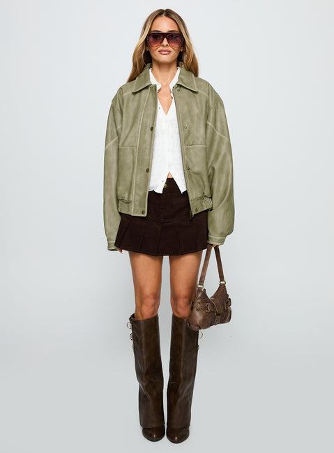 Jaxton Faux Leather Jacket Taupe