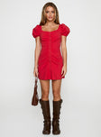 Back To Paris Ruched Mini Dress Red