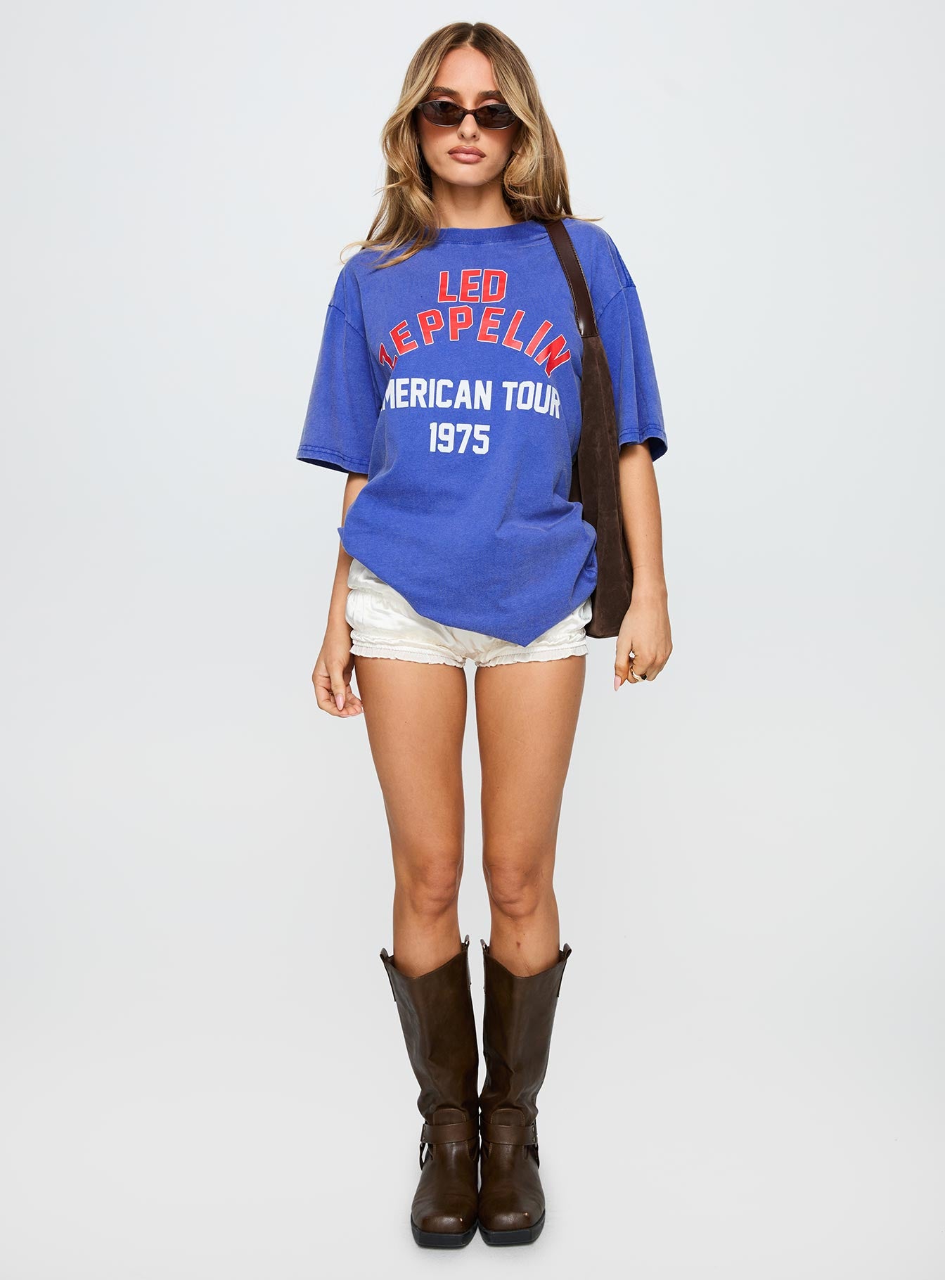 side view of model wearing Princess Polly Sun Will Rise Ruched Mini Short Cream Low Rise Shorts 