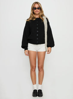 front view of model wearing Princess Polly Edern Cardigan Black regular 