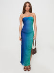 front view of model wearing Princess Polly Rosalina Maxi Dress Blue Sweetheart Neckline 