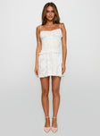 Karmic Shirred Mini Dress White