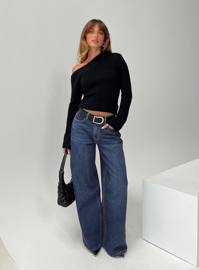 product Princess Polly High Waisted  Naylor Wide Leg Jeans Mid Blue Denim