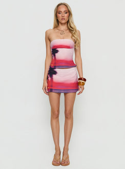 Delila Strapless Tie Up Top Sunset Multi