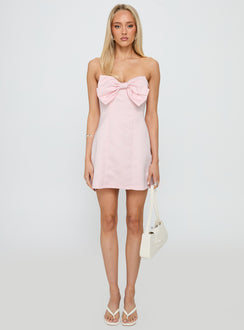 Genevie Strapless Bow Bust Mini Dress Light Pink