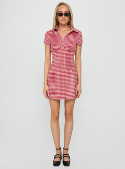Motley Mini Dress Red Check