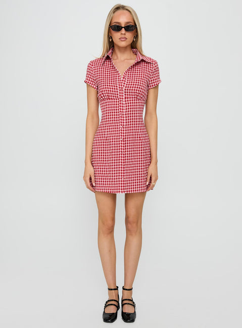 Motley Mini Dress Red Check