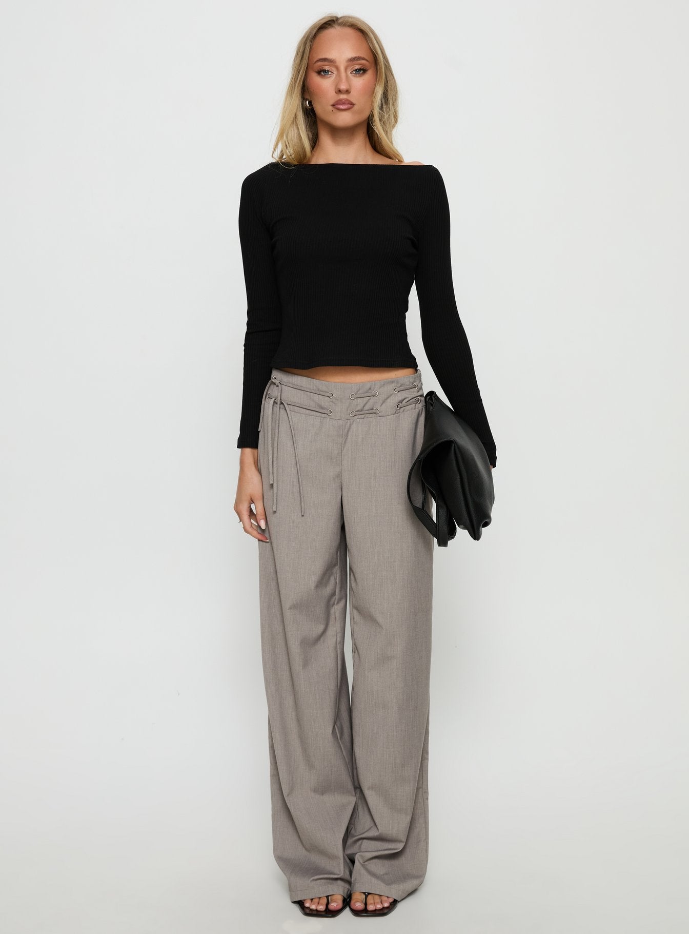 Tashana Long Sleeve Boat Neck Top Black