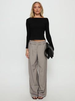 Tashana Long Sleeve Boat Neck Top Black