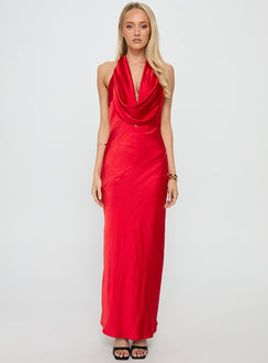 Big Deal Halter Maxi Dress Red