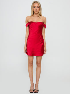 Alizae Off Shoulder Mini Dress Red