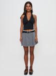   front view of model wearing Princess Polly Simulations Pleated Mini Skirt Grey Mini Skirts 