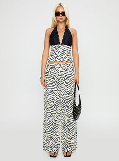 front view of model wearing Princess Polly Paltrow Cargo Pant Zebra High Waisted 